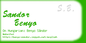 sandor benyo business card
